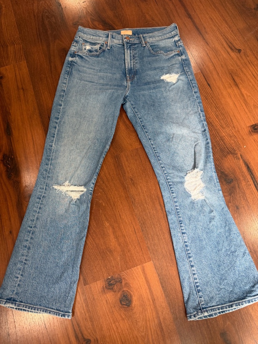 Mother The Insider Ankle jeans in Bloom And Doom Sz 28 Blue ripped - Picture 4 of 15
